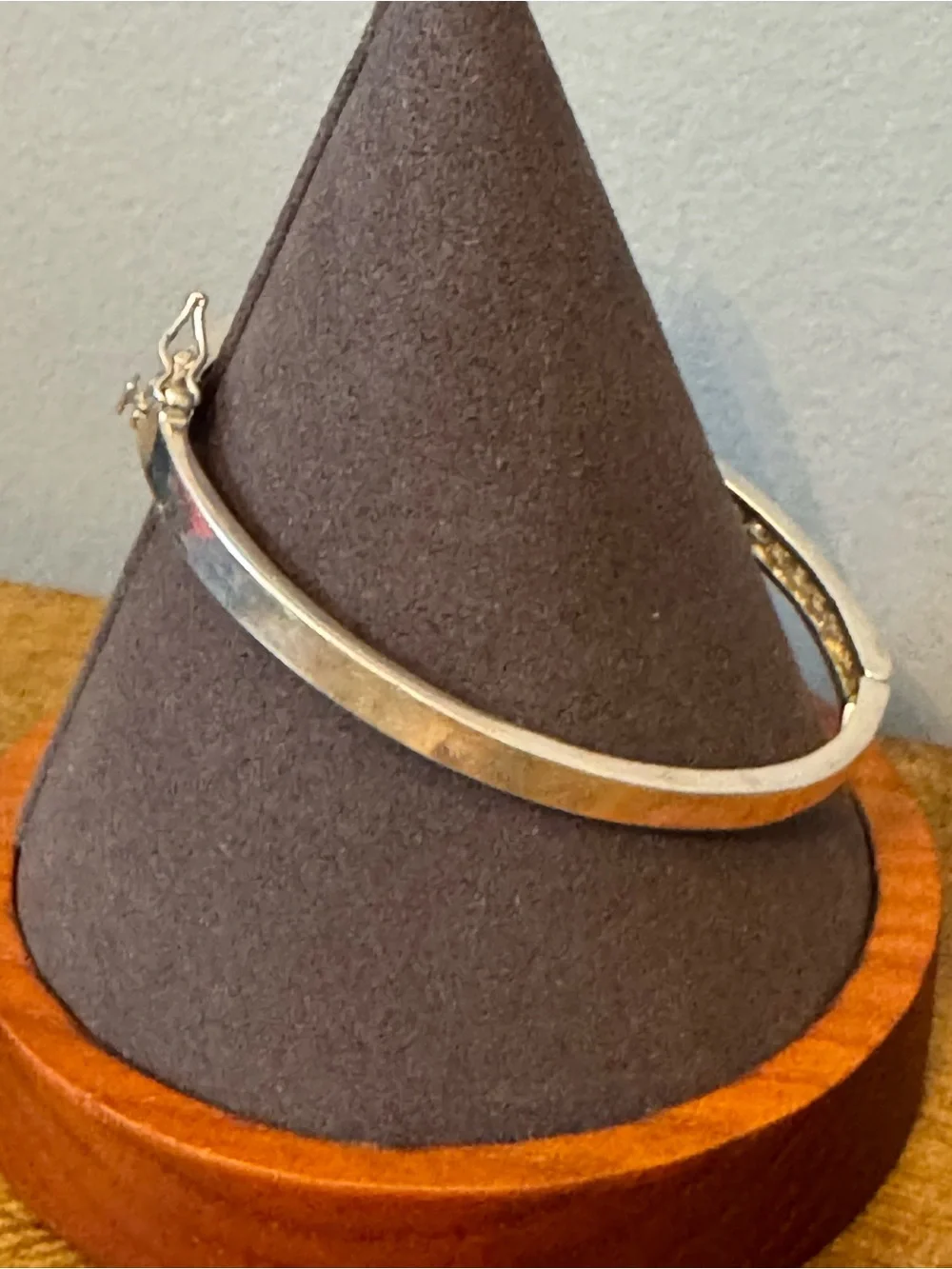 Vintage NAN 925 Sterling Silver‎ Channel Set CZ Hinged Bangle Bracelet 16g